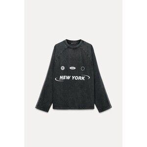 Zara Washed Effect Long Sleeve T-Shirt - M